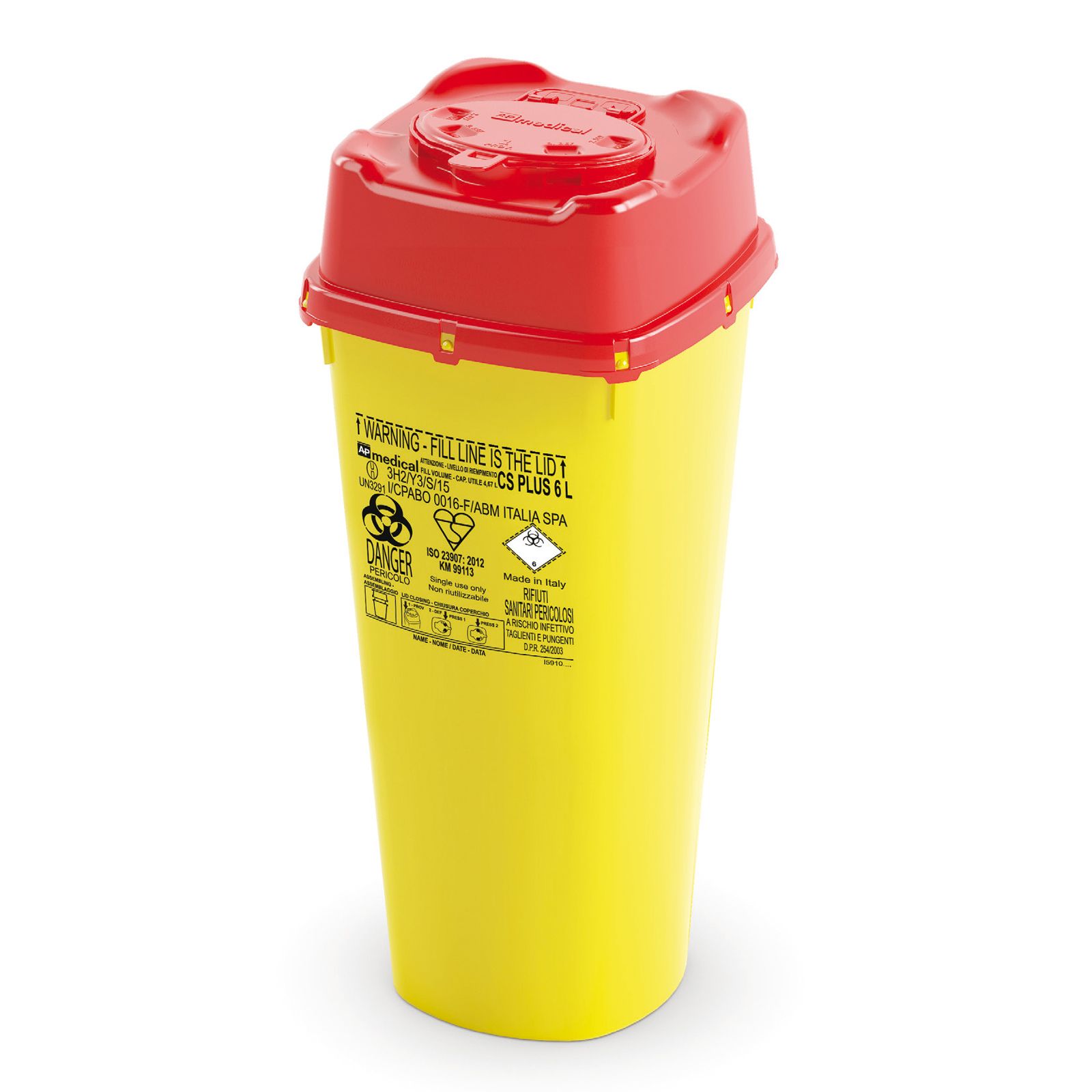 CS PLUS Контейнер для збору та утилізації голок і медичних відходів ємкість 6 л. (з PP, квадратний)